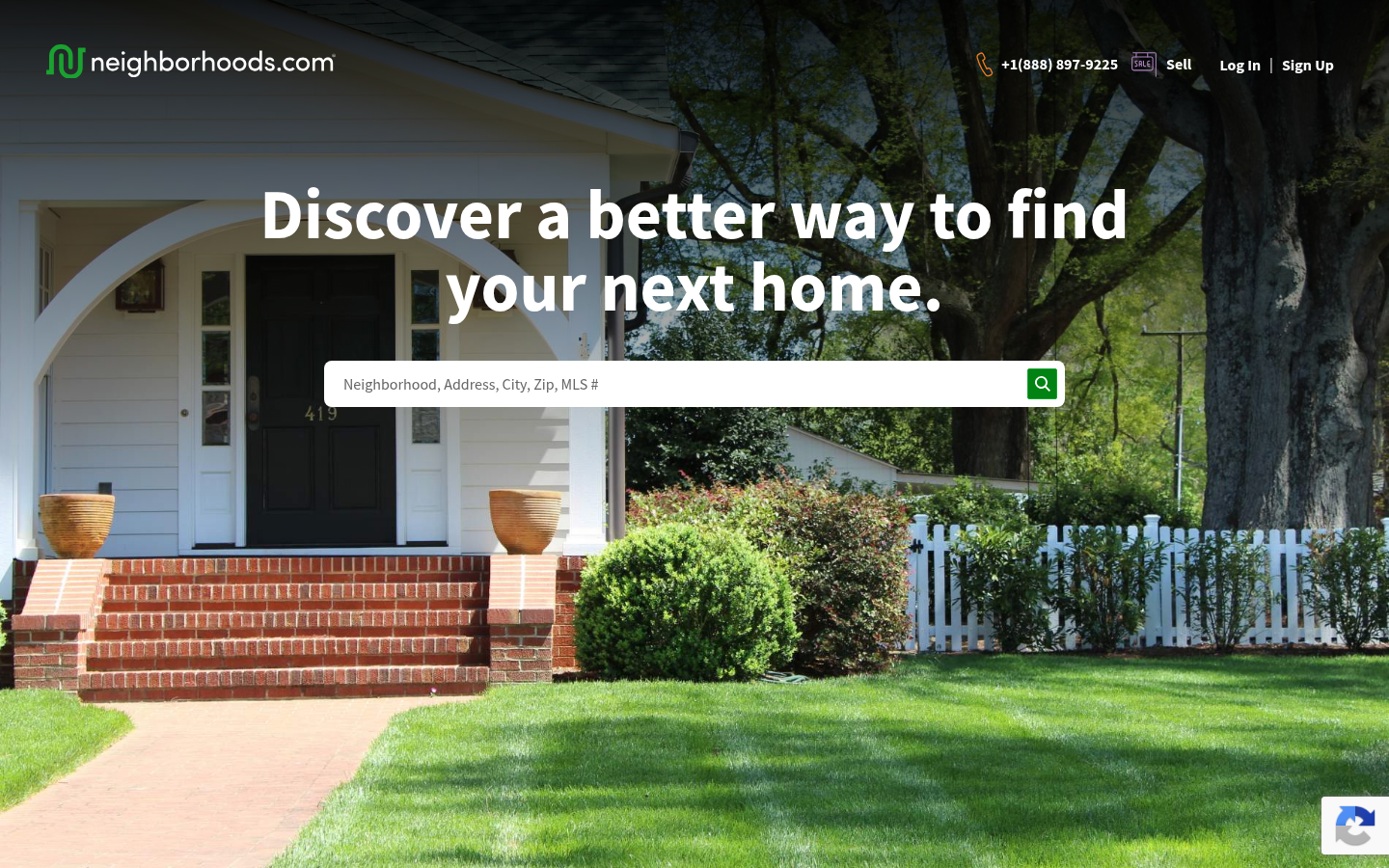 Screenshot of the Neighborhoods website homepage