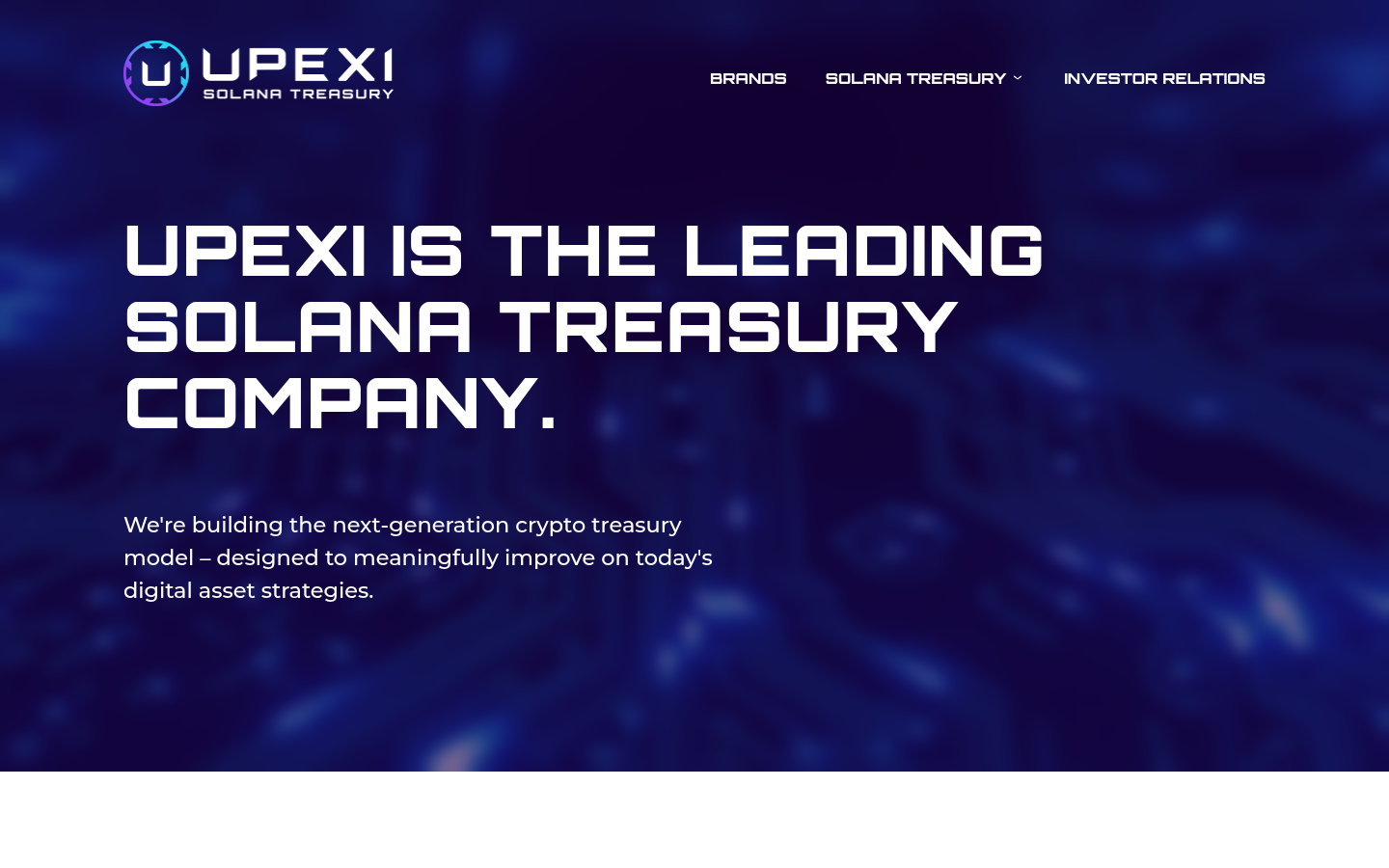 Screenshot of the Upexi website homepage